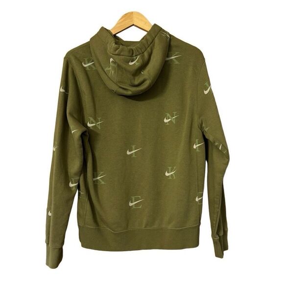 Nike Hoodie Dark Olive AOP Sportswear Club Fleece Embroidered Logo mens small - Picture 2 of 9